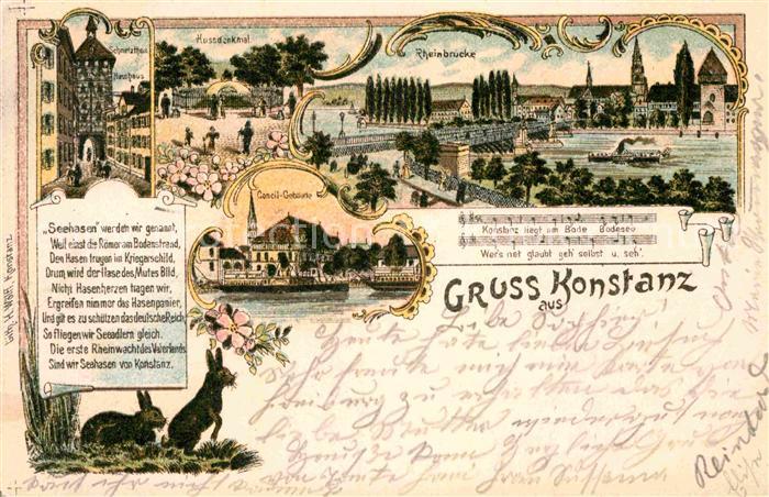 Konstanz Bodensee Schnetztor Hussdenkmal Rheinbruecke Konzil Gebaeude