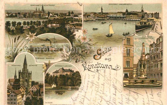 Konstanz Bodensee Hafen Kaiserbrunnen Bodensee Dampfer Muenster Schloss Mainau