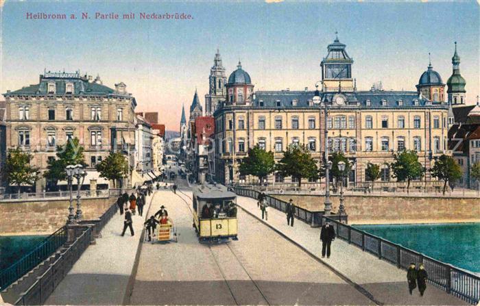 Heilbronn Neckar Partie mit Neckarbruecke