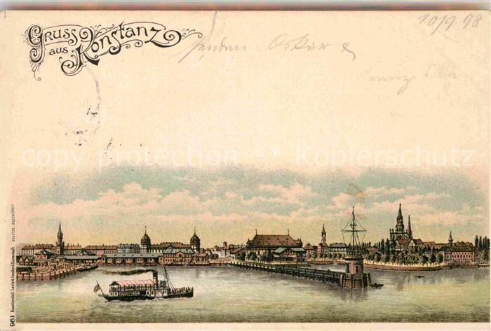 Konstanz Bodensee Hafenpanorama Personendampfer