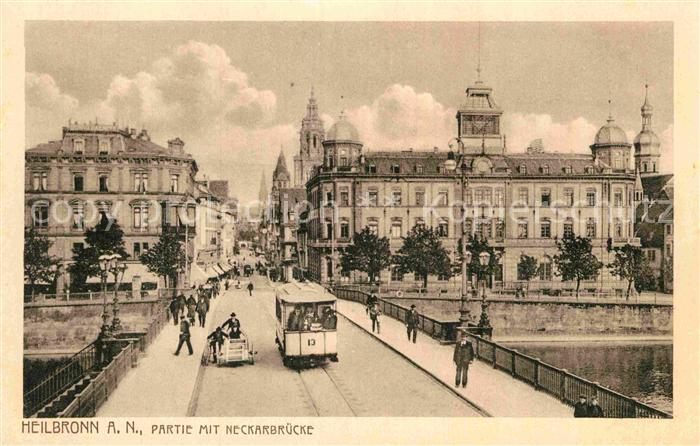 Heilbronn Neckar Partie mit Neckarbruecke