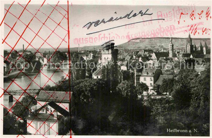 Heilbronn Neckar Stadtblick Stempel auf Vorderseite