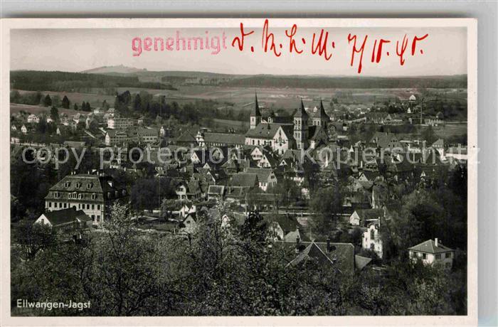 Ellwangen Jagst Panorama Stempel auf Vorderseite
