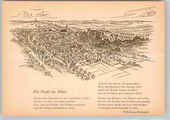 TueBINGEN BW Altes Staedtebild Zeichnung