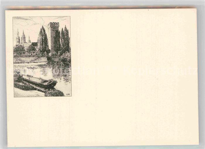 Heilbronn Neckar Am Goetzenturm Zeichnung