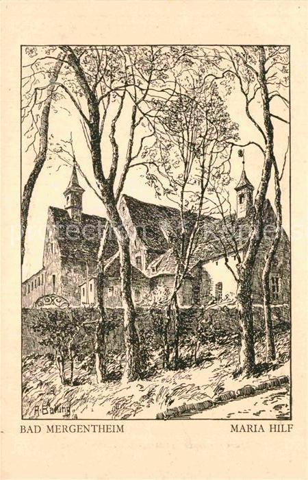 Mergentheim Bad Maria Hilf Kloster Zeichnung