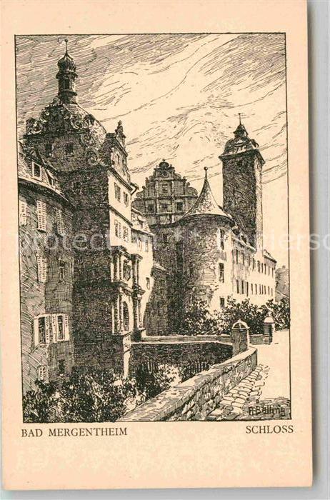 Mergentheim Bad Schloss Federzeichnung Balling