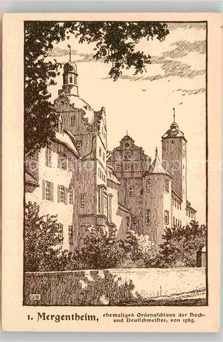 Mergentheim Bad Ordensschloss Hoch Deutschmeister Federzeichnung Wedepohl