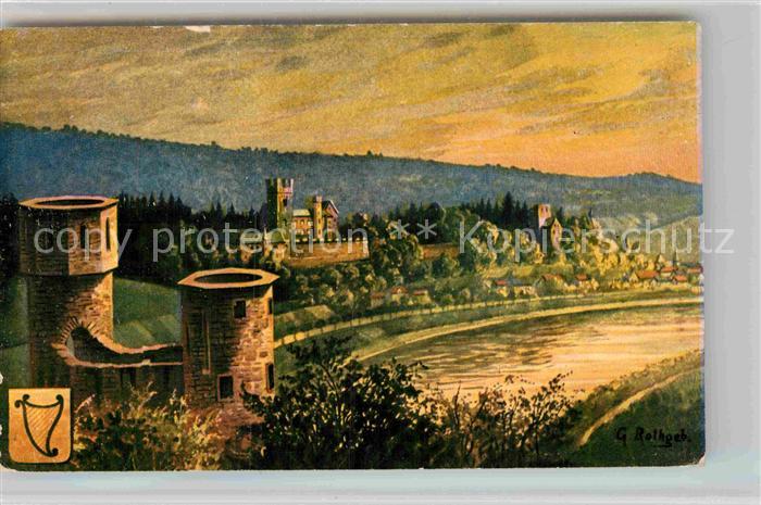 Neckarsteinach Burg Schadeck Mittelburg Hinterburg Kuenstlerkarte