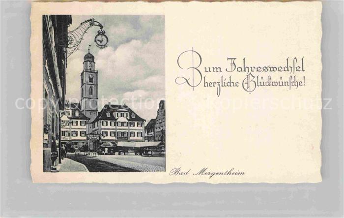 Mergentheim Bad Neujahrskarte Rathaus Marktplatz