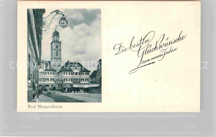 Mergentheim Bad Neujahrskarte Rathaus Marktplatz