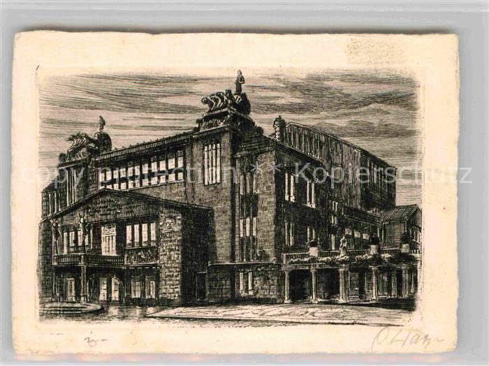 DORTMUND  CITY Stadttheater Originalradierung