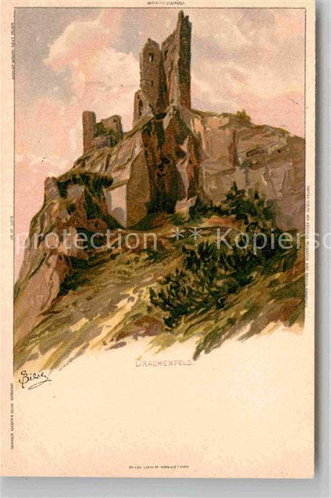 Koenigswinter Ruine Drachenfels Kuenstlerkarte