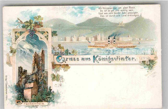 Koenigswinter Ruine Drachenfels Rheindampfer
