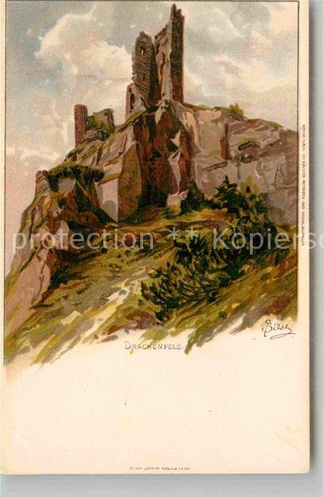 Koenigswinter Ruine Drachenfels Kuenstlerkarte