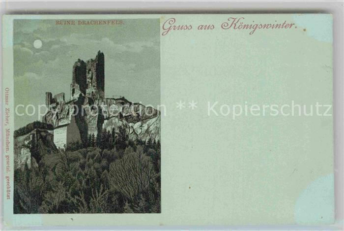 Koenigswinter Ruine Drachenfels Mondschein