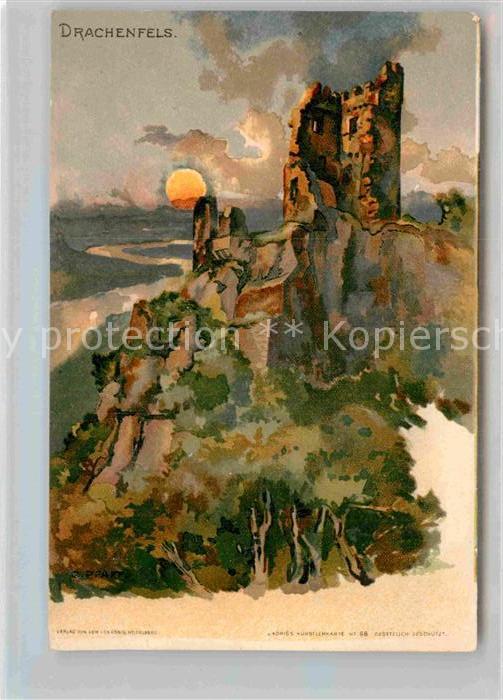 Koenigswinter Ruine Drachenfels Kuenstlerkarte