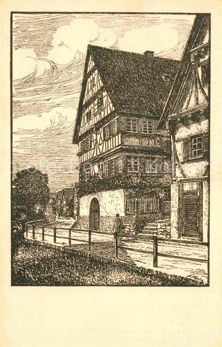 Schwaebisch Gmuend Fachwerkhaus Federzeichnung