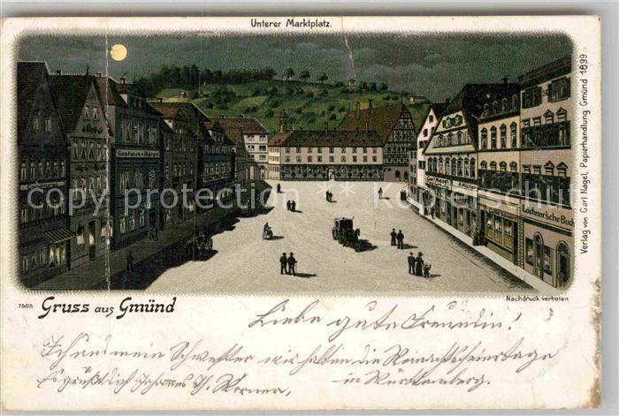 Schwaebisch Gmuend Unterer Marktplatz Mondschein