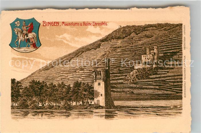 Bingen Rhein Maeuseturm und Ruine Ehrenfels