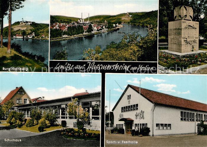 Hassmersheim Denkmal Burg Hornberg Schulhaus Sport- und Festhalle