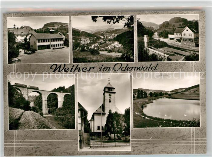 Weiher Odenwald Viadukkt Kirche See Schule