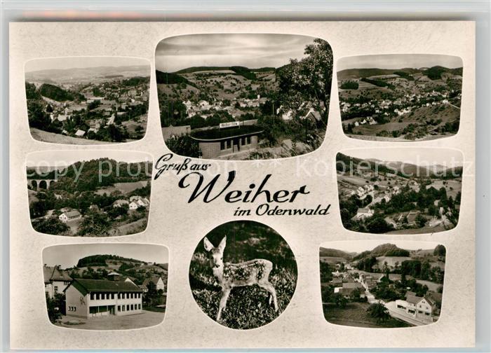 Weiher Odenwald Panorama Teilansicht Schule Rehkitz