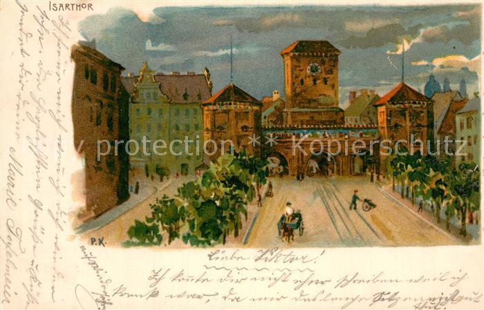 Muenchen Bayern Isartor Kuenstlerkarte
