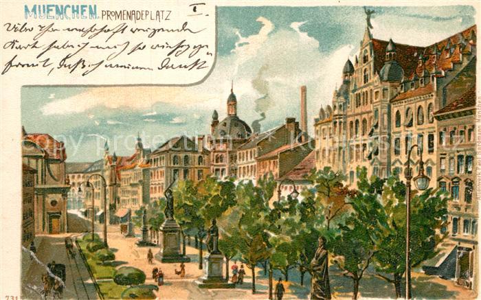 Muenchen Bayern Promenadenplatz Kuenstlerkarte
