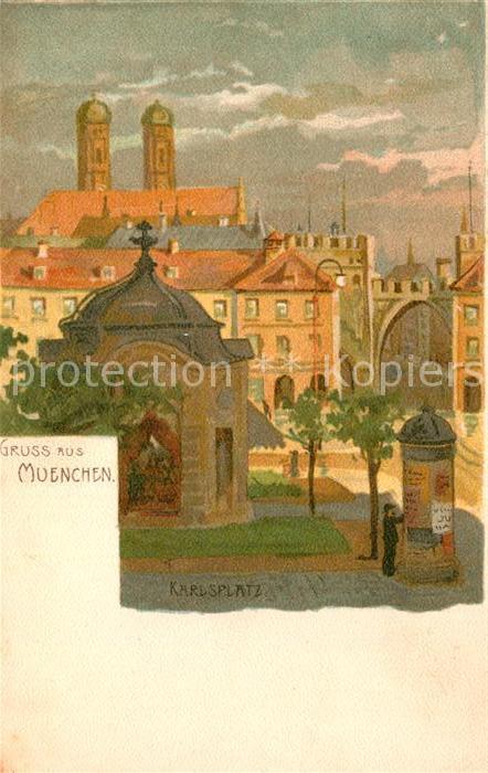Muenchen Bayern Karlsplatz Kuenstlerkarte