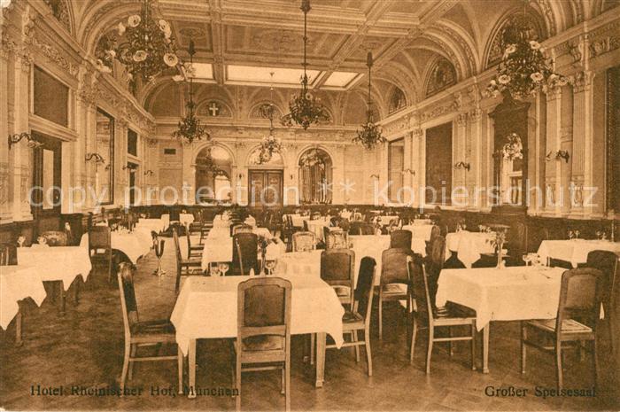 Muenchen Bayern Hotel Rheinischer Hof Grosser Speisesaal
