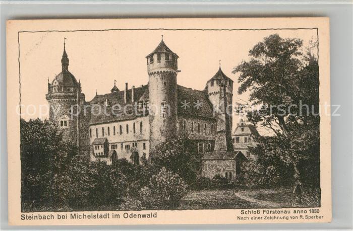 Steinbach Michelstadt Schloss Fuerstenau Zeichnung Sperber