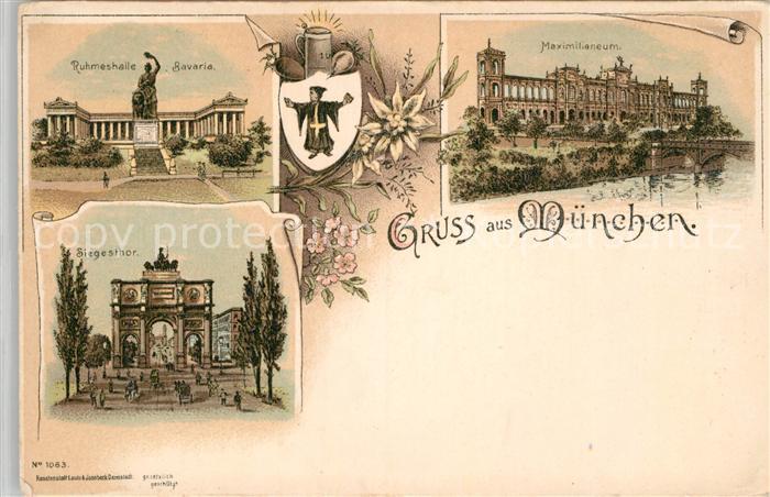 Muenchen Bayern Ruhmeshalle Bavaria Siegestor Maximilianeum