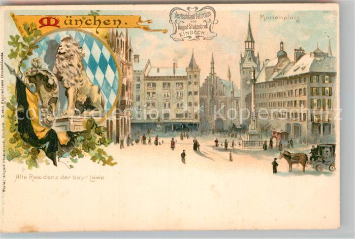 Muenchen Bayern Alte Residenz Bayrische Loewe Marienplatz