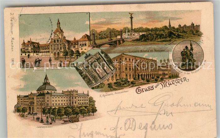 Muenchen Bayern Nationalmuseum Justizpalast Residenz Festsaalbau Feldhernnhalle