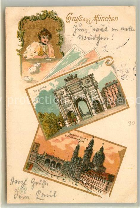 Muenchen Bayern Siegestor Theatinerkirche Feldherrnhalle