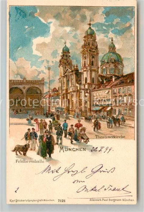 Muenchen Bayern Feldherrnhalle Theatinerkirche Kuenstlerkarte