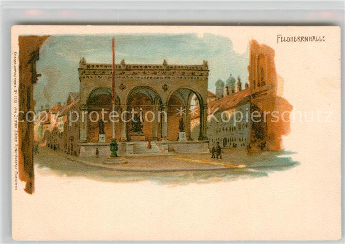 Muenchen Bayern Feldherrnhallenn Kuenstlerkarte