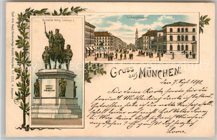 Muenchen Bayern Denkmal Koenig Ludwig I Ludwigstrasse