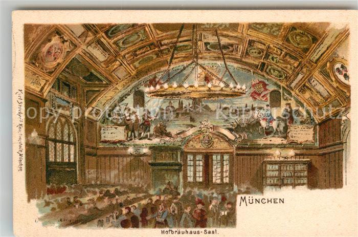 Muenchen Bayern Hofbraeuhaus Saal Kuenstlerkarte