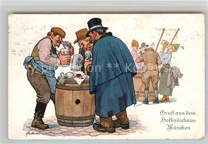 Muenchen Bayern Hofbraeuhaus Karikatur Kuenstlerkarte