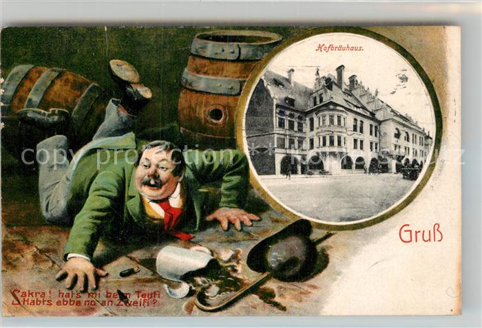 Muenchen Bayern Hofbraeuhaus Sakra hats mi beim Teufi Karikatur