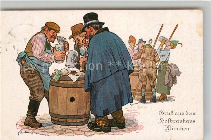 Muenchen Bayern Hofbraeuhaus Karikatur Kuenstlerkarte