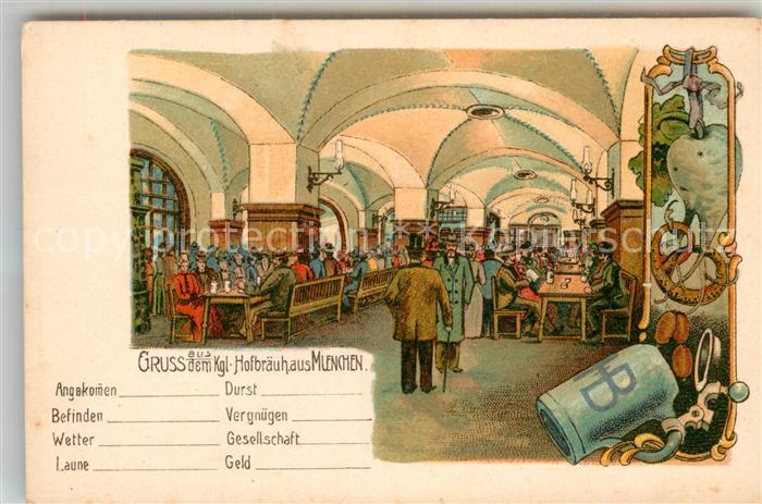 Muenchen Bayern Hofbraeuhaus Kuenstlerkarte
