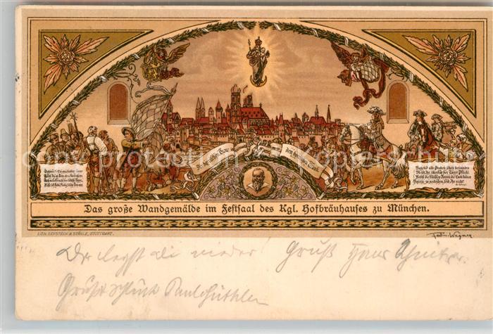 Muenchen Bayern Hofbraeuhaus Wandgemaelde Festsaal Kuenstlerkarte