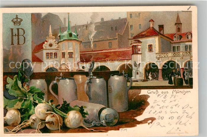 Muenchen Bayern Hofbraeuhaus Bierkruege Kuenstlerkarte