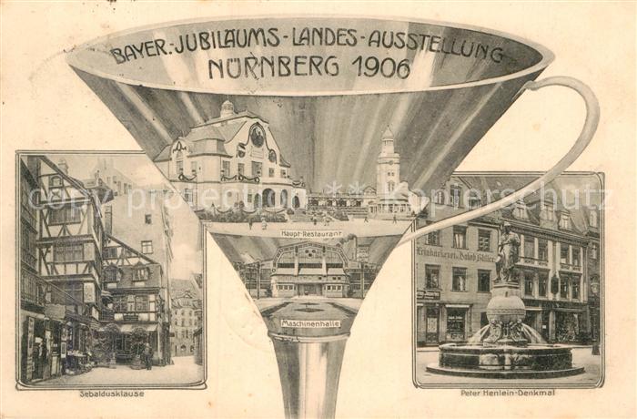 Ausstellung Bayr Landes Nuernberg 1906 Maschinenhalle Hauptrestaurant Trichter