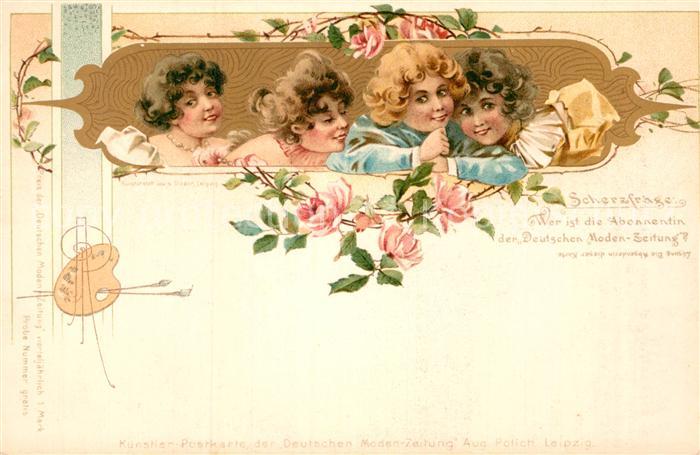 Jugendstil Deutsche Mode-Zeitung Scherzfrage Litho