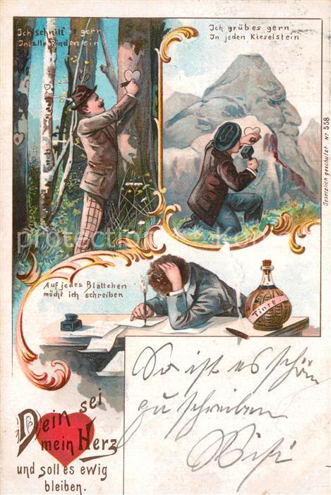 Berggesichter Litho Wandern Tinte