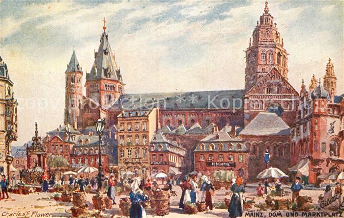 Verlag Tucks Oilette Nr. 187 B Mainz Dom Marktplatz Charles E. F